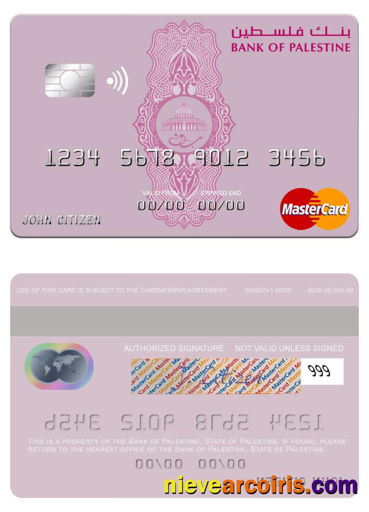 State of Palestine Bank of Palestine mastercard